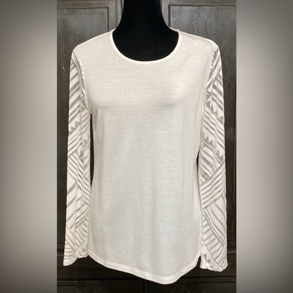 Cato white longsleeves OS blouse w/sheer sleeves M